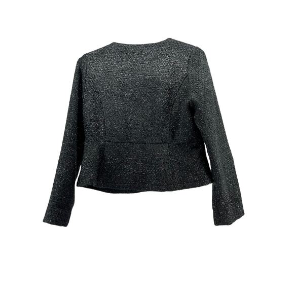 Moon Collection Black Metallic Tweed Full Zip Jacket Women's - Picture 2 of 5